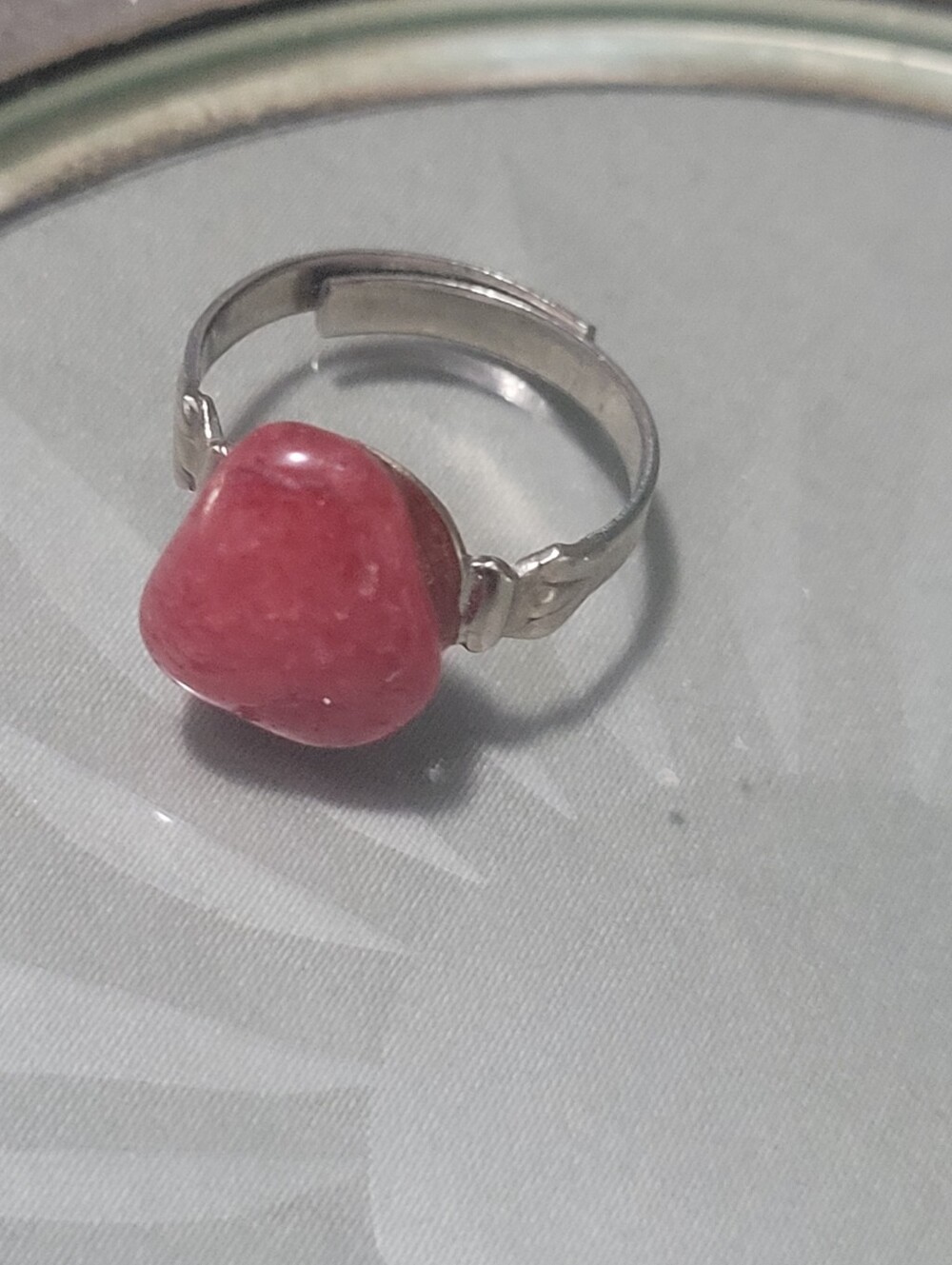 Sterling Silver Ring with Pink Stone Accent